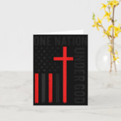 神の下の1つの国 アメリカ国旗 クリスチャン カード (黄色い花)