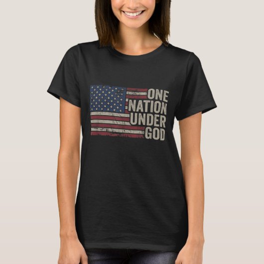 神の下の1つの国 – クリスチャン米国ヴィンテージアメリ Tシャツ (正面)