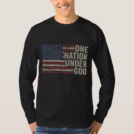 神の下の1つの国 – クリスチャン米国ヴィンテージアメリ Tシャツ (正面)