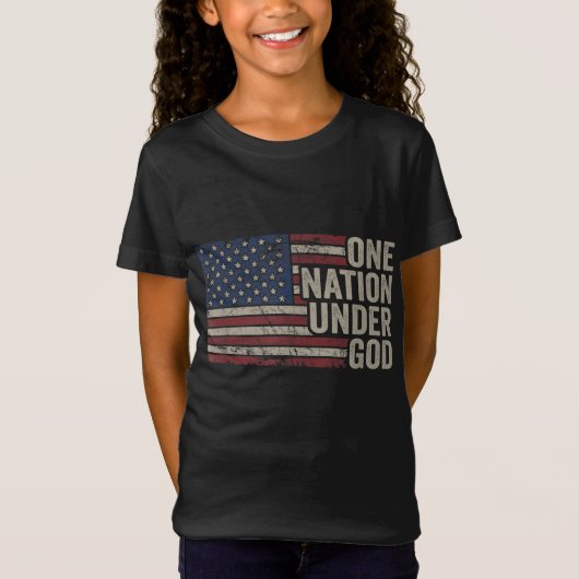 神の下の1つの国 – クリスチャン米国ヴィンテージアメリ Tシャツ (正面)