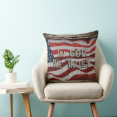 神の中で我々はバーンドボ素朴ードアメリカ国旗Thを信頼する クッション (椅子)