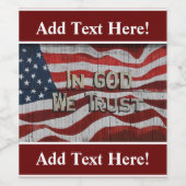 神の中で我々はバーンドー素朴アメリカ国旗Wiを信頼する ワインラベル (シングルラベル)