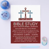 神の中で我々は信じる，十字架，キリスト教の聖書のクラス チラシ (シングル)