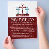 神の中で我々は信じる，十字架，キリスト教の聖書のクラス チラシ (手)