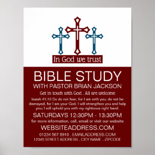 神の中で我々は信じる，十字架，キリスト教の聖書のクラス ポスター