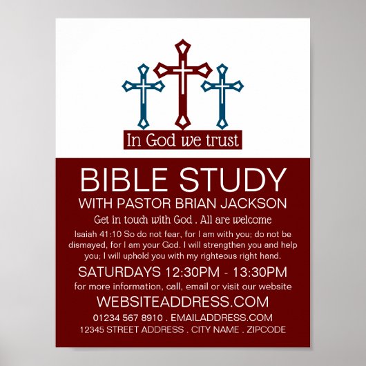 神の中で我々は信じる，十字架，キリスト教の聖書のクラス ポスター (正面)