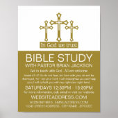 神の中で我々は信じる，十字架，キリスト教の聖書のクラス ポスター (正面)