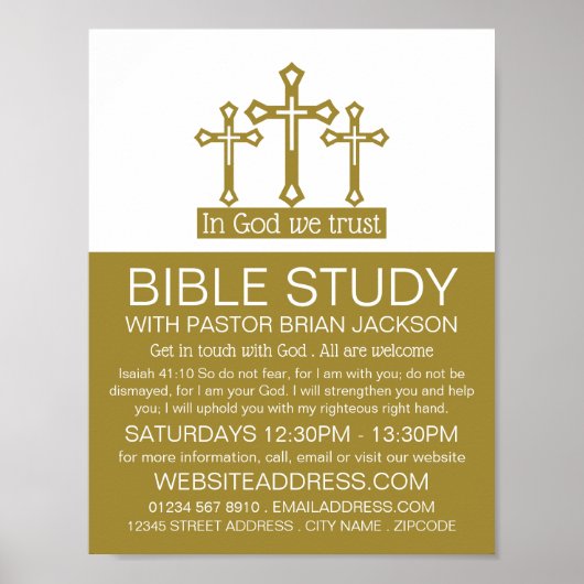 神の中で我々は信じる，十字架，キリスト教の聖書のクラス ポスター (正面)