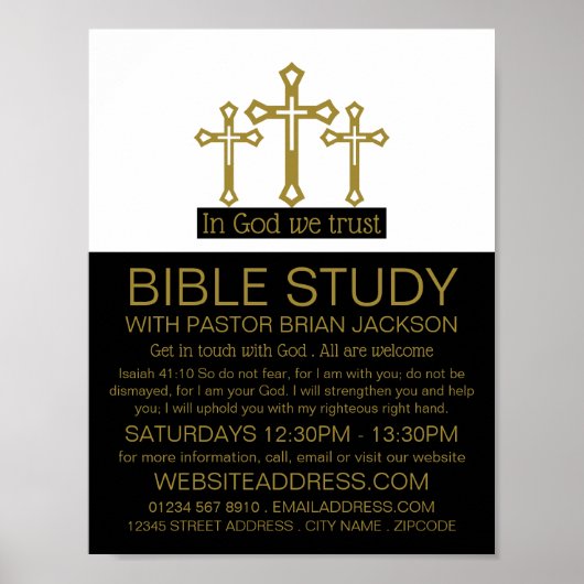 神の中で我々は信じる，十字架，キリスト教の聖書のクラス ポスター (正面)