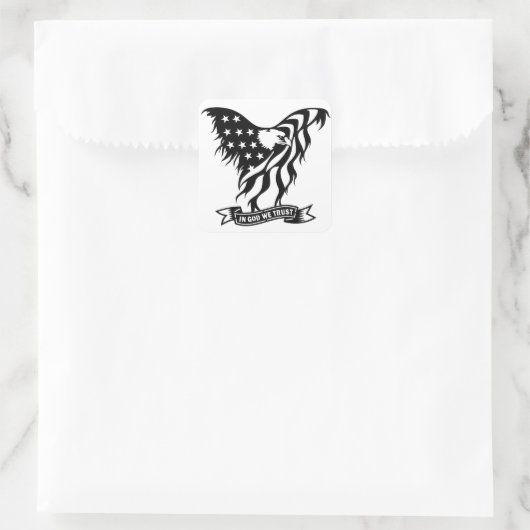 神の中で我々は信頼する |アメリ動揺してカのイーグル国旗 スクエアシール (バッグ)