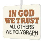 神の中で我々は信頼する。他の全ての我々ポリグラフ！ カーエアーフレッシュナー (左)