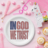 神の中で私たちは星とストライプを信頼文字 ペーパープレート (パーティー)