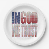 神の中で私たちは星とストライプを信頼文字 ペーパープレート (正面)