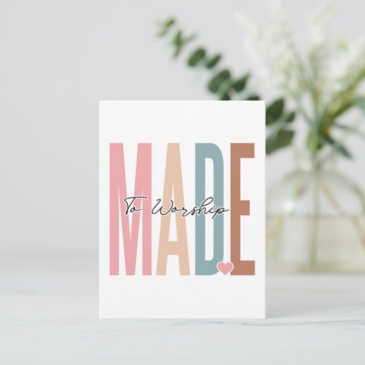 神の中で、イエス信じを信じて礼拝するように作られた シーズンポストカード (スタンド正面)