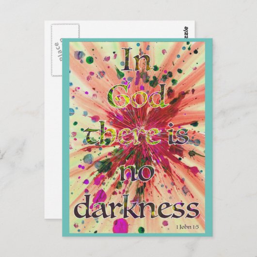 「神の中に闇はない」 1ヨハネ1:5聖書の芸術 ポストカード (正面/裏面)