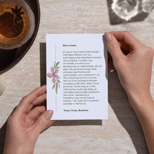 神の中心の別れカード 案内状