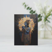 神の主クリシュナがフルートを演奏するアール・ヌーヴォー ポストカード (スタンド正面)