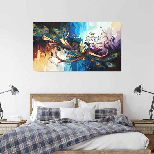 『神の交響曲：クリシュナの色のメロディ』 キャンバスプリント (インサイチュ (寝室))