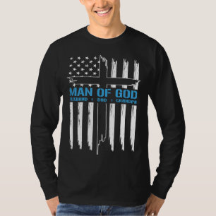 神の人は十字架アメリカ国旗イエス・クリスチャン Tシャツ