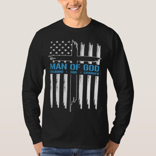 神の人は十字架アメリカ国旗イエス・クリスチャン Tシャツ (正面)
