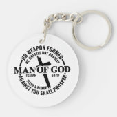 神の人よ，私に対して形成された武器は何の利益にもならない キーホルダー (裏面)