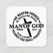 神の人よ，私に対して形成された武器は何の利益にもならない スクエア名刺 (裏面)