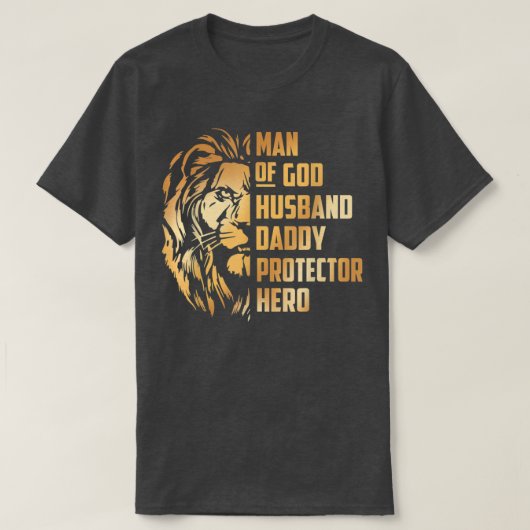 神の人 夫 父 守護者 ヒーロー 夫 Tシャツ (デザイン正面)