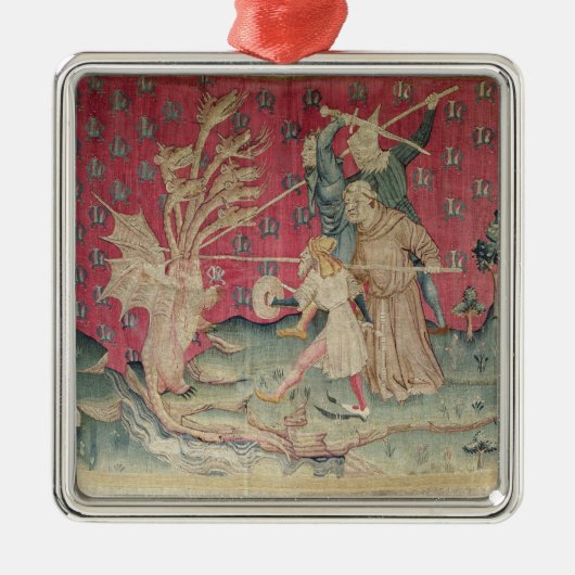 神の使用人と戦うドラゴン メタルオーナメント (正面)