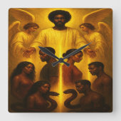 神の保護装飾壁時計 スクエア壁時計 (正面)