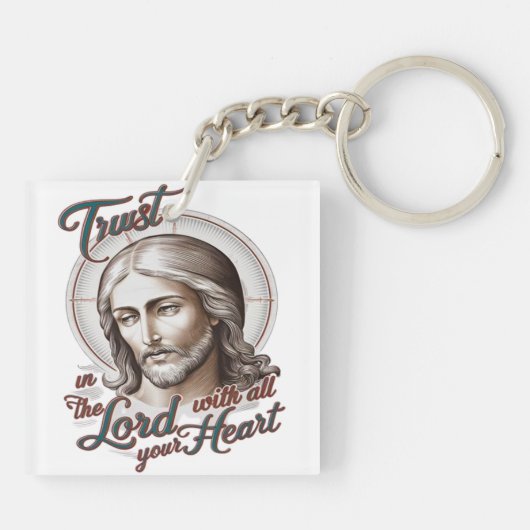 神の信頼:イエスは主への信頼を奨励する キーホルダー (裏面)