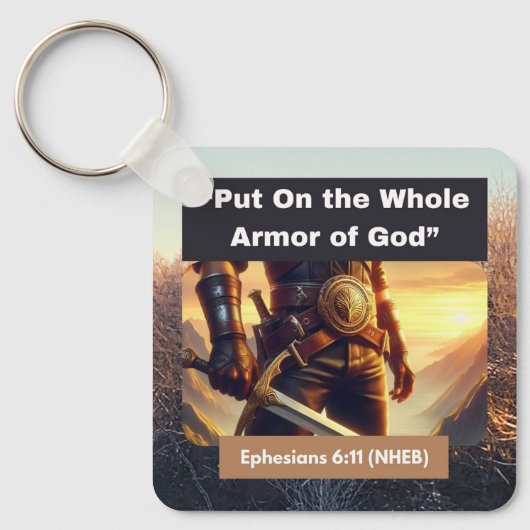 神の全武具 – スクエアメタルキーチェーン キーホルダー (正面)