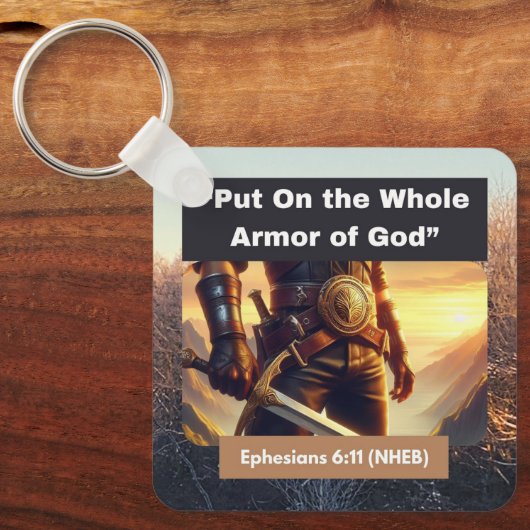 神の全武具 – スクエアメタルキーチェーン キーホルダー (正面)