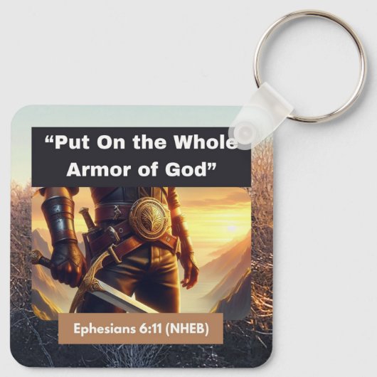 神の全武具 – スクエアメタルキーチェーン キーホルダー (裏面)