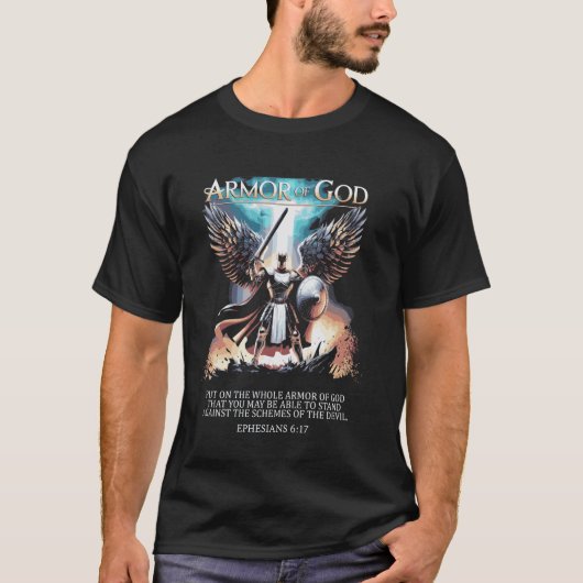 神の全身鎧 - エペソ人への手紙 6:17 Tシャツ (正面)