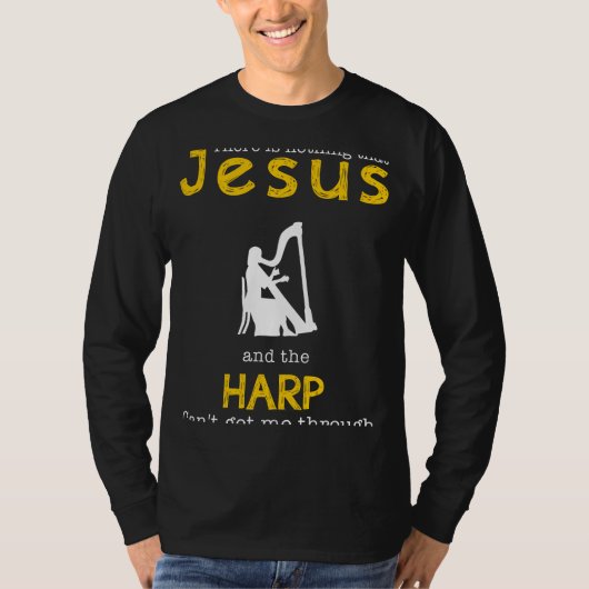 神の共鳴:イエスとハープ – スローガンおもしろい Tシャツ (正面)
