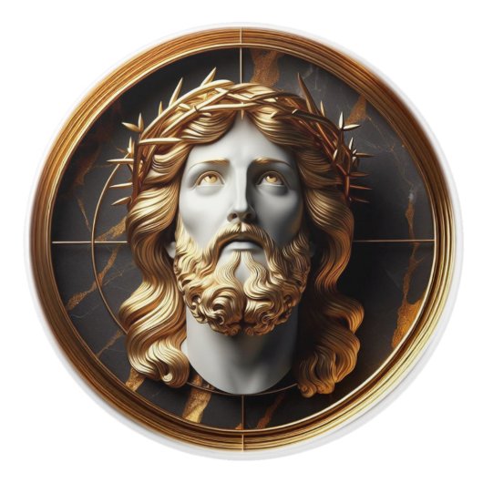 神の出会いと天国を見るイエス セラミックノブ (正面)