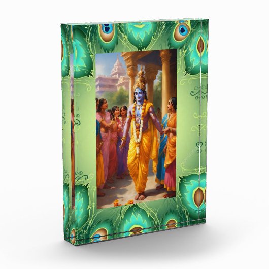 神の出会い：クリシュナ卿の朝のチャーム フォトブロック (左)