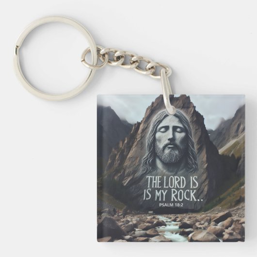 神の出会い:山にいるイエス キーホルダー (正面)