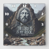 神の出会い:山にいるイエス スクエア壁時計 (正面)