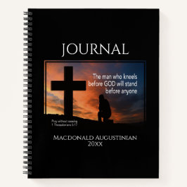 神の前にひざまずくクリスチャンの男祈りの言葉誌 ノートブック