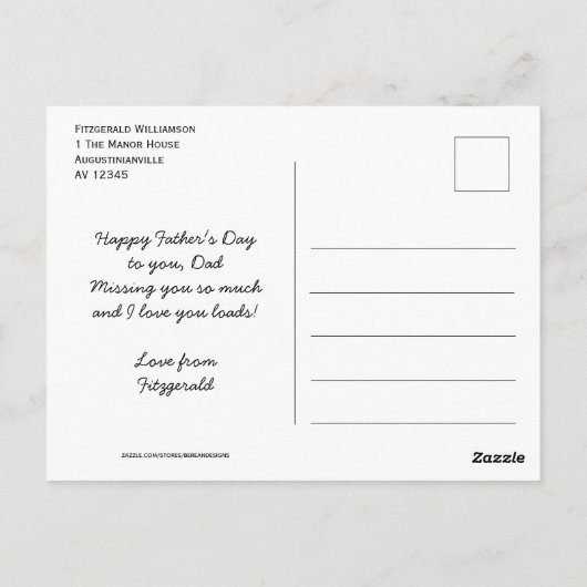 神の前にひざまずく父なる幸せな日の男 ポストカード (裏面)