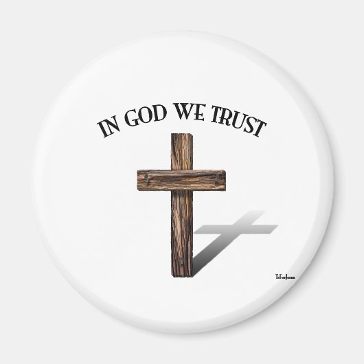 神の加護に満ちた丈夫な十字架 マグネット (正面)