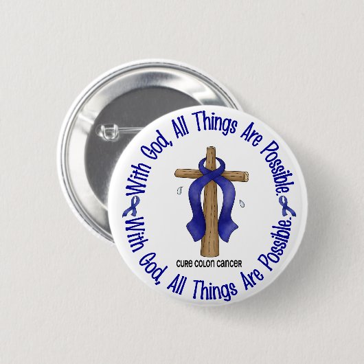神の十字の結腸癌のTシャツ及びギフトを使って 缶バッジ (正面&裏面)