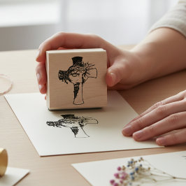 神の印象 - イエスと十字架の木彫りスタンプ ラバースタンプ