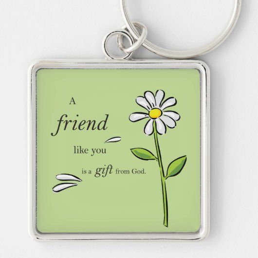 神の友人の贈り物，緑のデイジー，宗教 キーホルダー (正面)