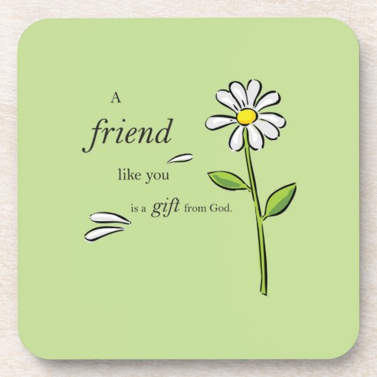 神の友人の贈り物，緑のデイジー，宗教 コースター (正面)