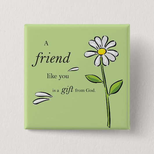 神の友人の贈り物，緑のデイジー，宗教 缶バッジ (正面)