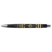 神の口紅のキスの金ゴールドそして黒のストライプ ボールペン (正面)