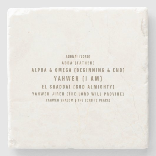 神の名タイポグラフィ金ゴールド ストーンコースター (正面)