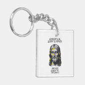 神の啓示：彼を崇拝すると祈りの言葉 キーホルダー (正面左)